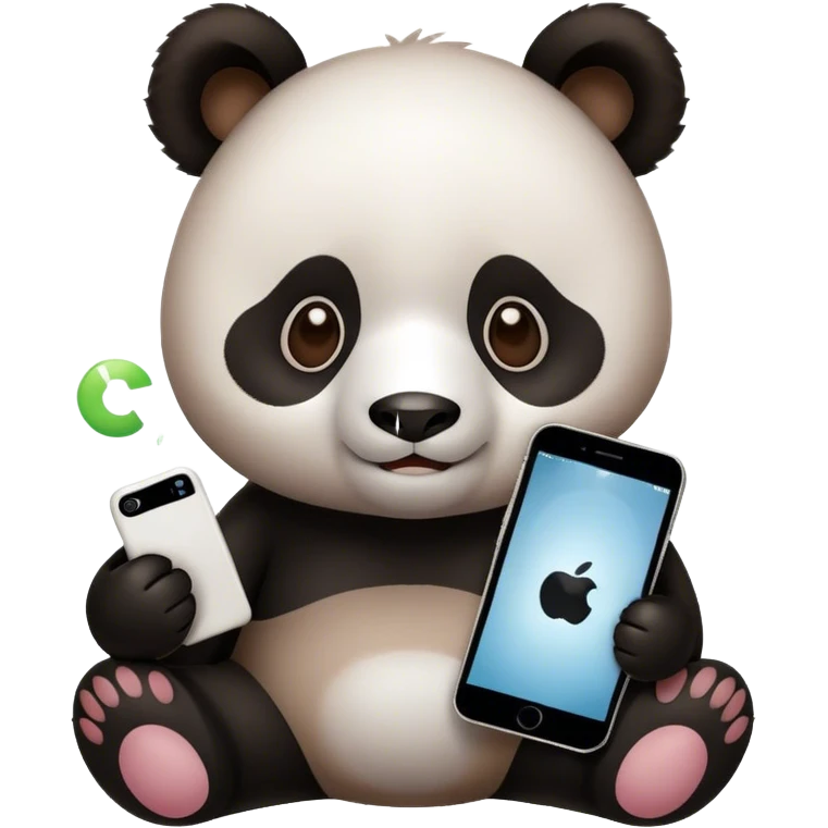 Nerdy panda with iPhone emoji