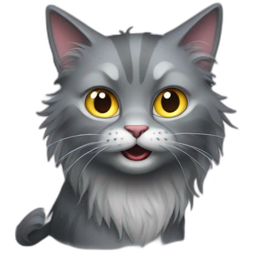 Pixar long hair cat grey evil emoji
