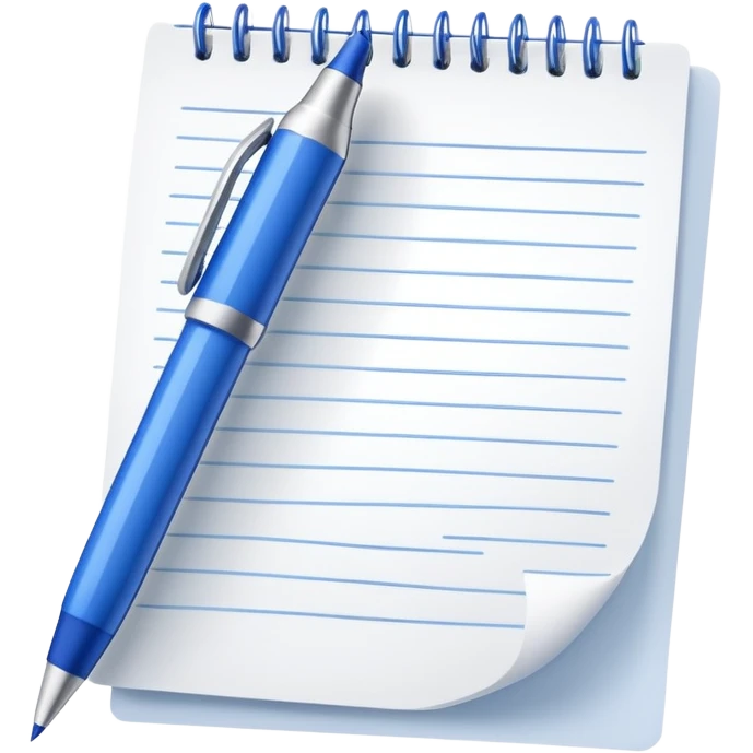 Close-up of a blue pen or pencil writing notes on a piece of paper. Minimalist, modern style, focusing on the writing action with clean lines emoji