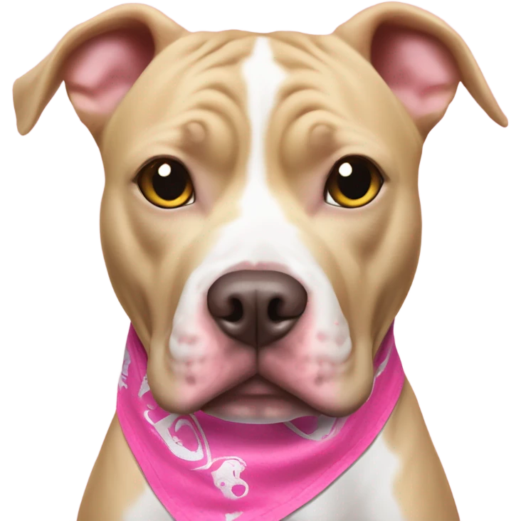 Blonde pitbull dog with pink nose and ghost bandana  emoji
