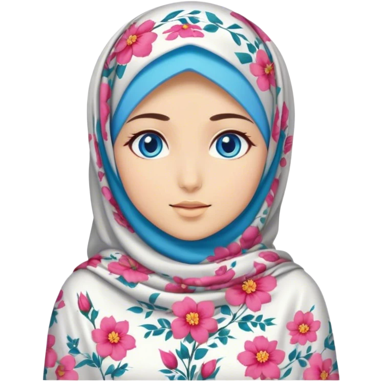 Turkish beautiful finish Konya girl blue eyes with hijab and floral dress emoji