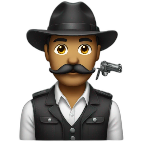 Gangster with a gun mustache emoji