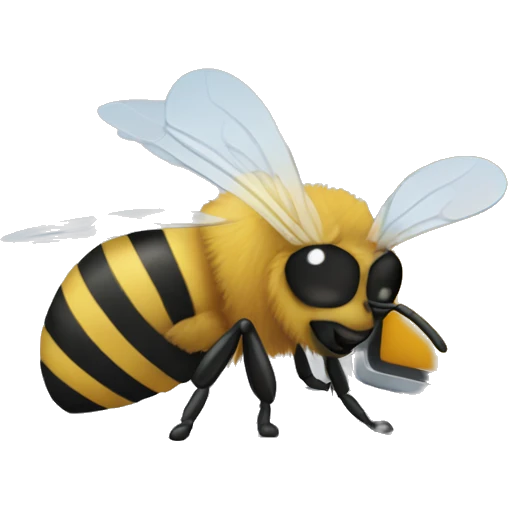 A bee working on a computer emoji