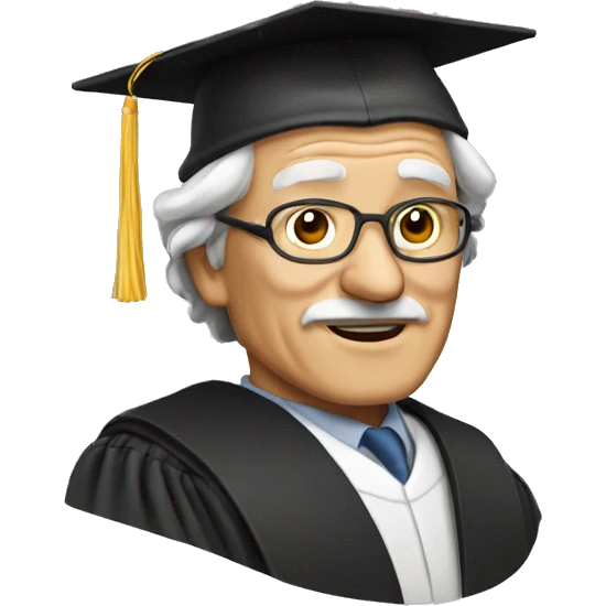 old professor with graduation cap emoji