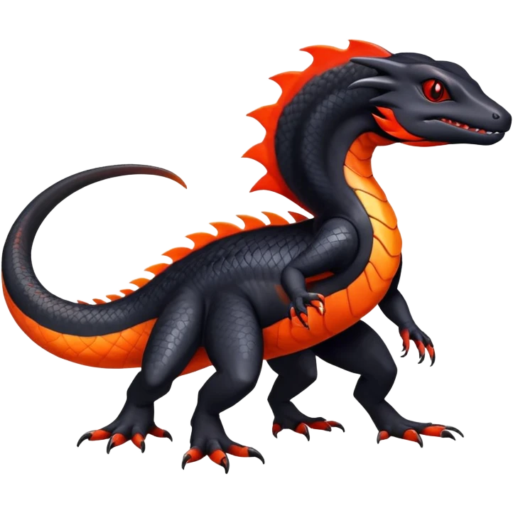 Colorful Dark Shiny Exotic Salandit-Quilava-Fakémon-hybrid-creature (full body)  emoji
