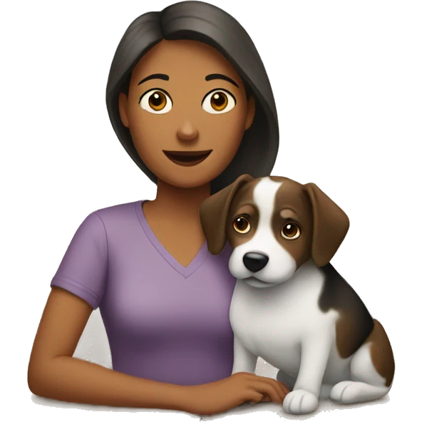 female with dog indoors emoji