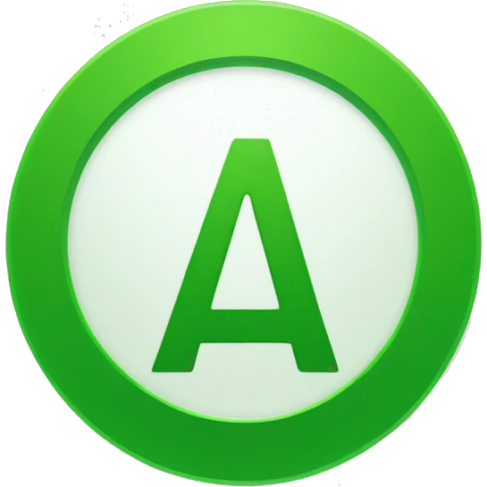 The letter "A" on a white background, encircled by a green circle emoji