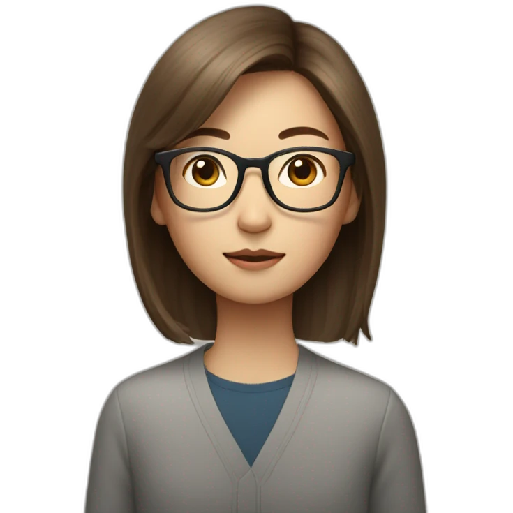 Tim cook with a brown hair Korean girl with eyeglasses emoji