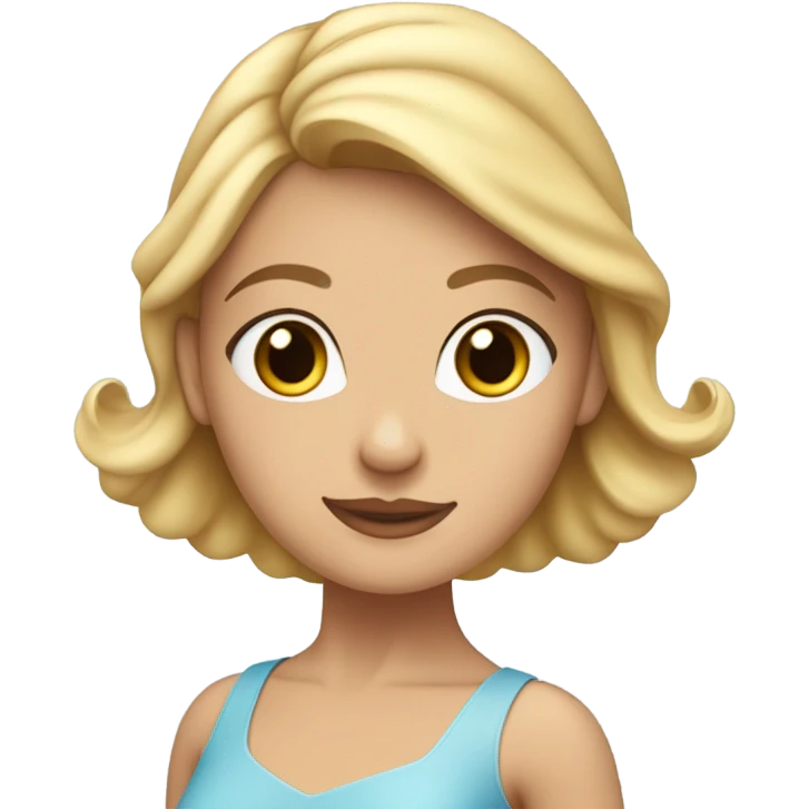 una bailarina, rubia, vestido azul celeste, con pelo muy liso  emoji