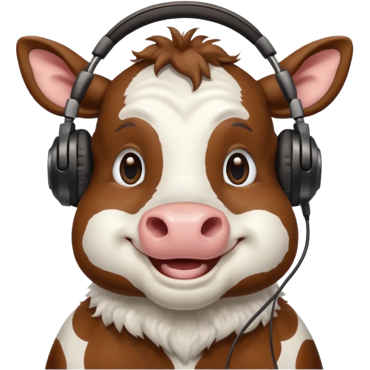 smiling cow wearing headphones emoji