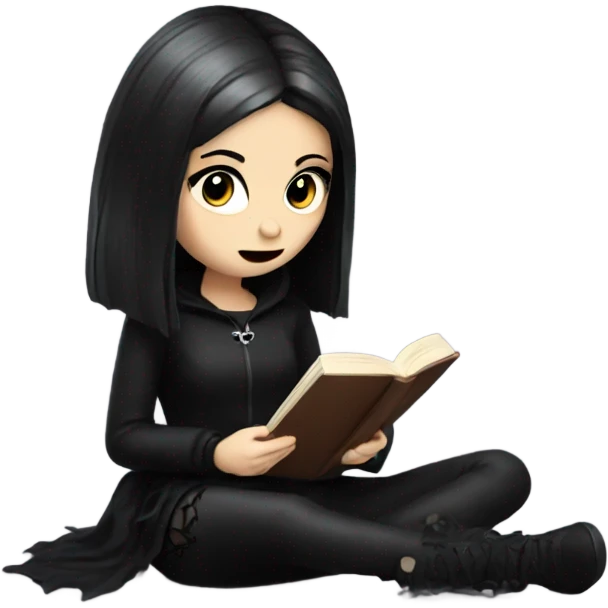 Goth girl Reading book emoji