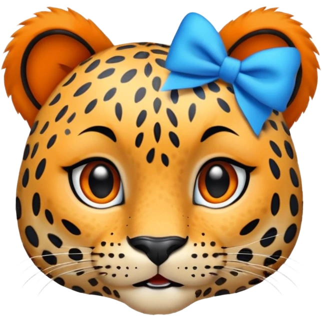 leopard with blue bow emoji