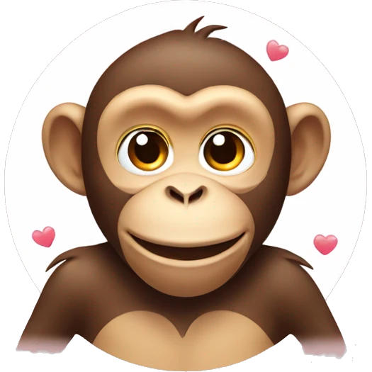 a monkey smiling with hearts around his head emoji