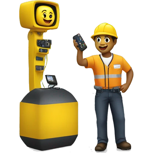 Technician installing TV on exhibition booth emoji