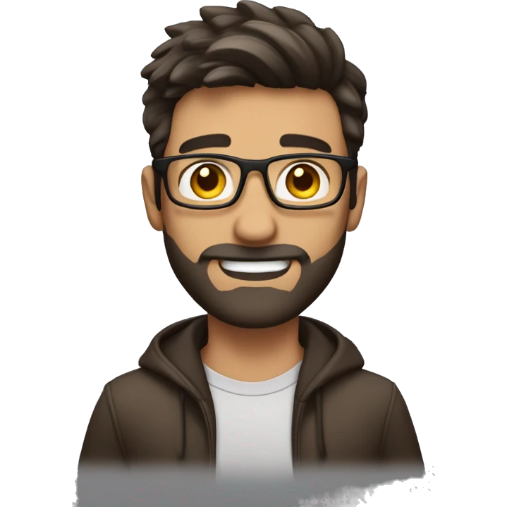 Dark Brown hair guy with a fade, glasses, 3 days beard, caucasian lightly tanned, waving emoji