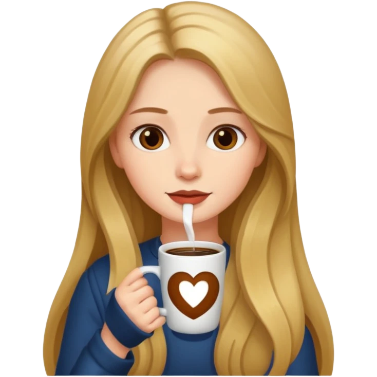 девушка с длинными волосами и с кофе emoji