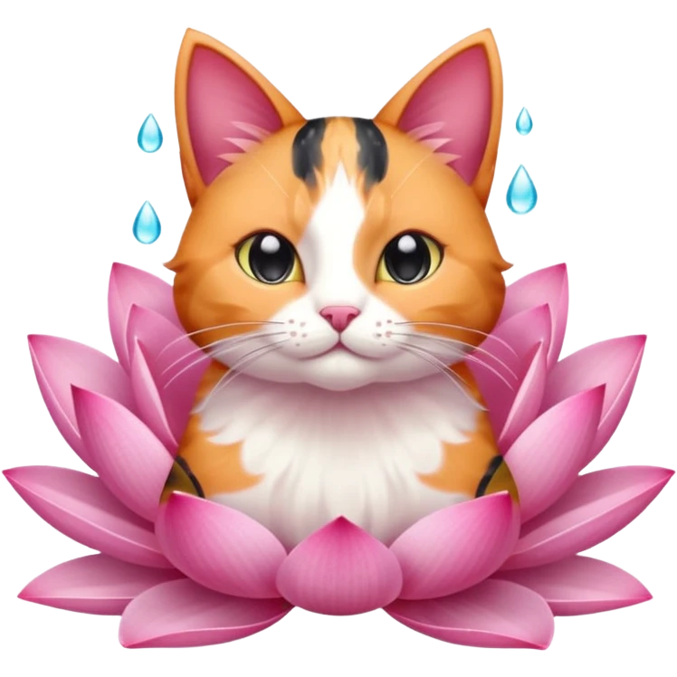 cat sitting lotus flower emoji