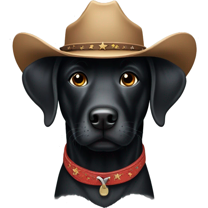 Black labrador wearing cowboy hat emoji