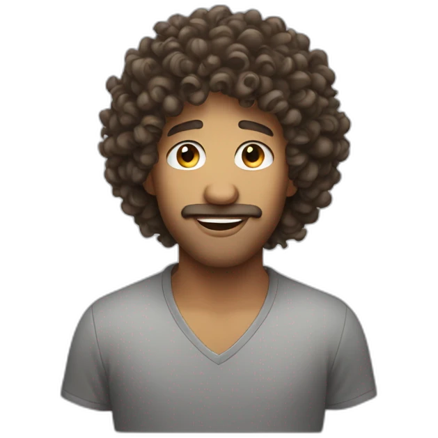 Curly hair man who singing emoji