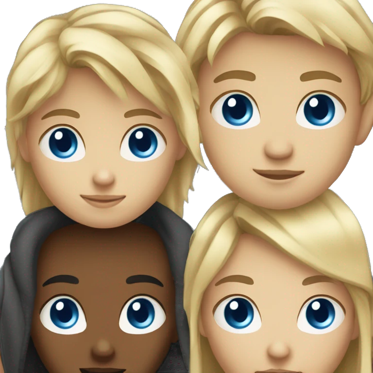 Blond girl brown eyes and blond boy blue eyes emoji