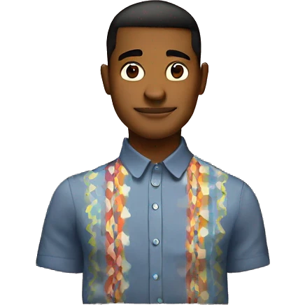 brown Man in Fitted button-up shirt with bright pattern emoji
