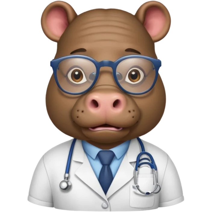 Hippo doctor, glasses, uniform emoji
