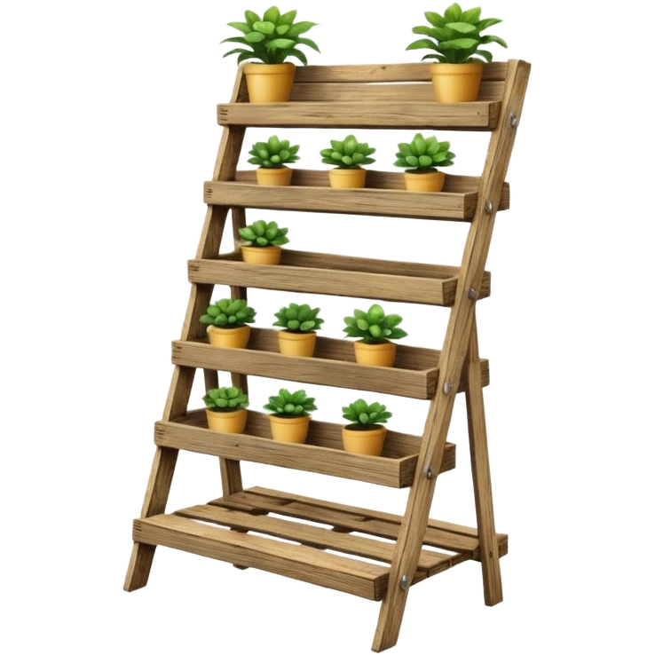 Deep standing slanted Plant rack made from the wood of old oak pallets  emoji