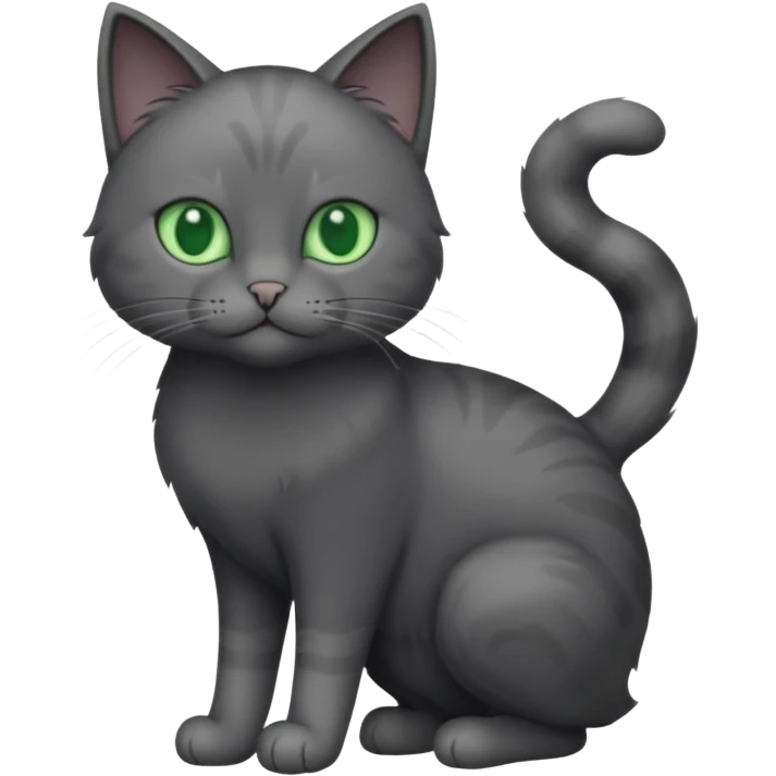 full body completely solid dark grey cat with green eyes and white paws emoji