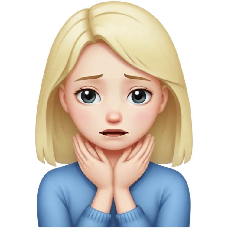 Girl crying with hands crossed around her neck emoji