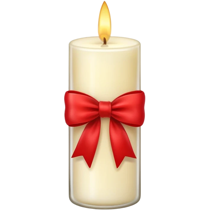 Soft vanilla long glass candle, with little red bow emoji