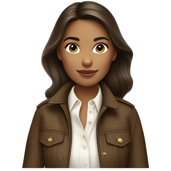 A brunette girl wearing ralph lauren emoji