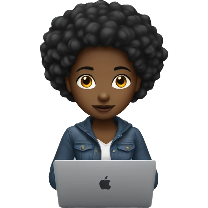 Black girl using a MacBook  emoji