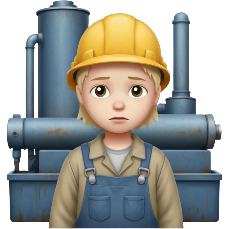 a child with a sad face works in a factory emoji