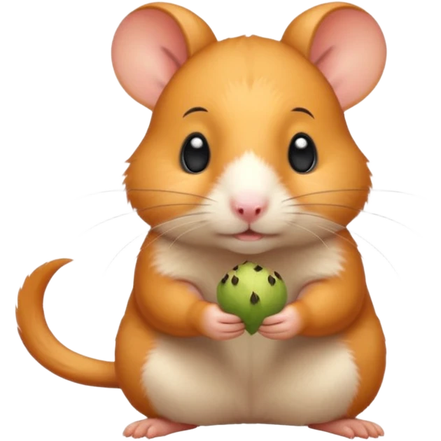 хомяк рыжего цвета с черными ушками держит в лапках семечку emoji