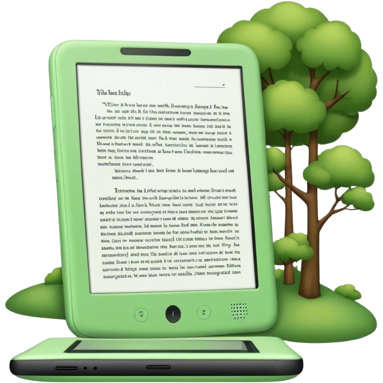kindle reader na cor verde claro com página aberta  emoji