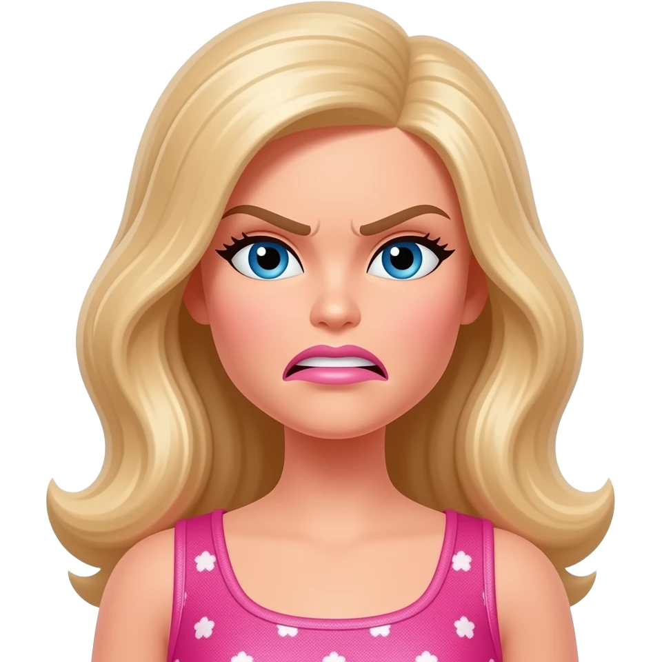 barbie character with an angry expression emoji