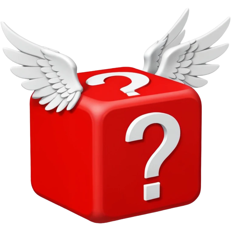 red being the block itself while the white parts are the question marks which are used in all of the lucky blocks, corners, and face. It has 2 white wings on each side like the other Lucky Blocks. It is doing  emoticon: the :3 face. emoji