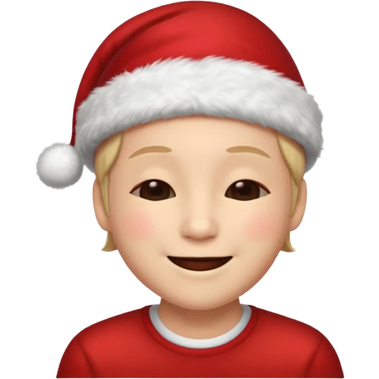 Smiling with closed eyes in a red Christmas hat emoji