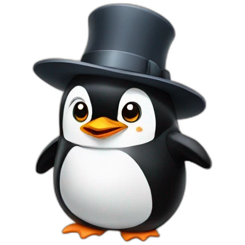A penguin with a hat emoji