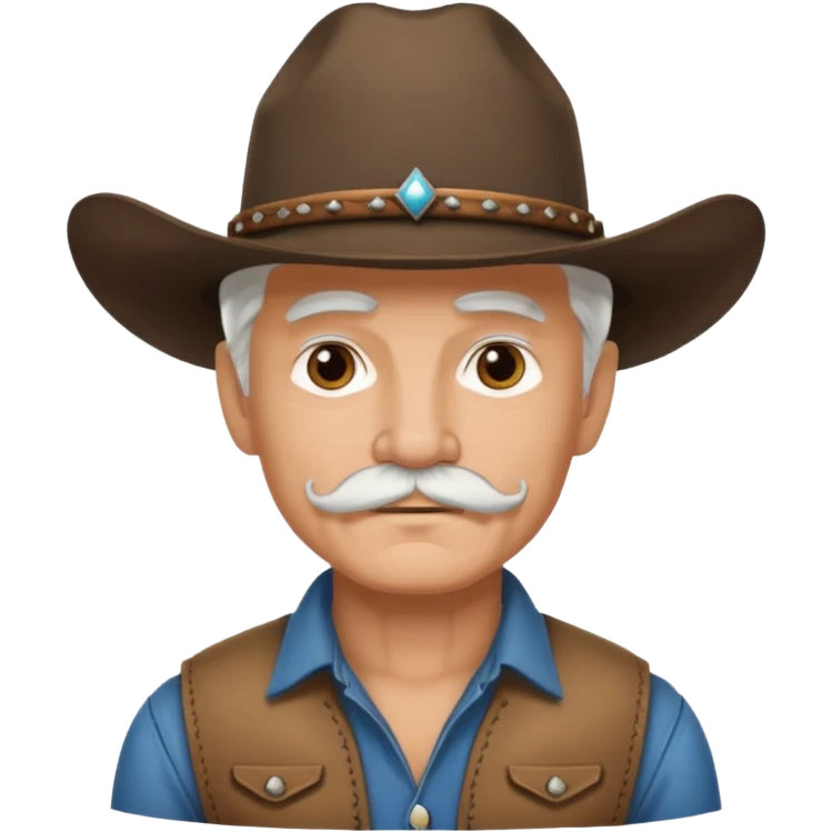 tattooed and mustached cowboys white hair emoji