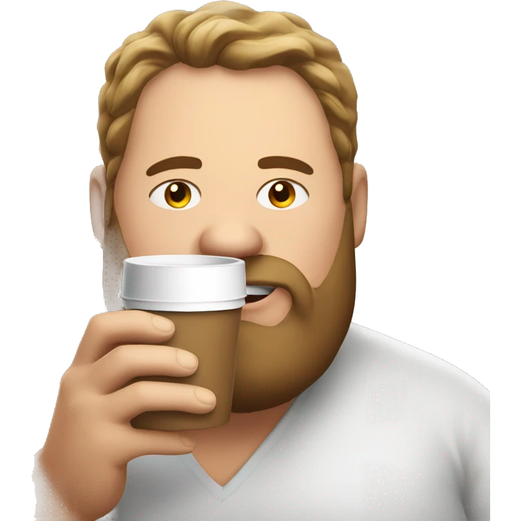 A fat man drinking coffee  emoji
