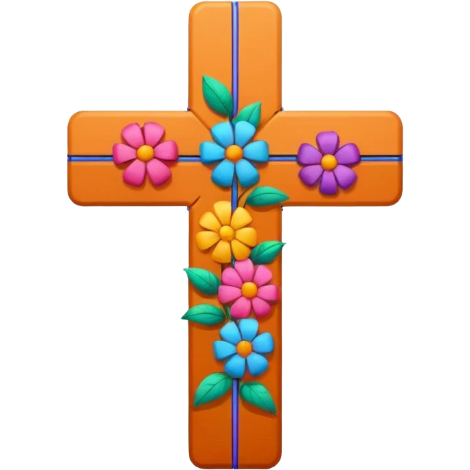 Cross with basketball and flowers emoji