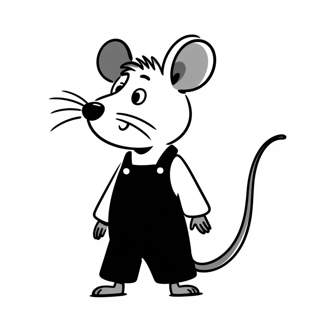 Simple hand-drawn mouse with whiskers and a long tail emoji