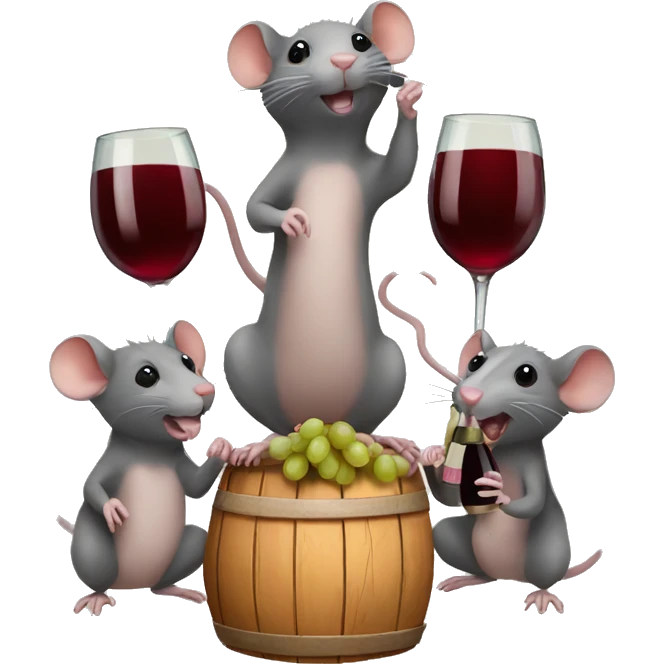 three rats with wine emoji