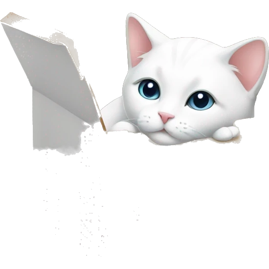 White cat laying in box emoji