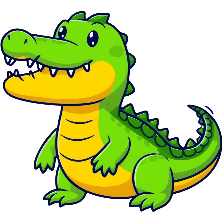 cute friendly crocodile with a smile emoji