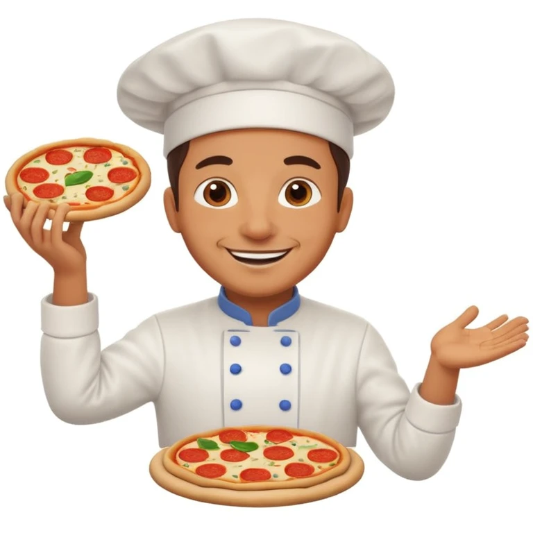 smiling Italian chef spinning pizza dough emoji
