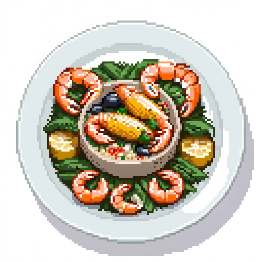 A plate of delicious seafood rice with prawns emoji