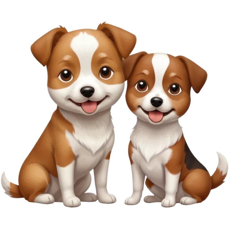 shizu dog sitting next to jack rassel dog emoji