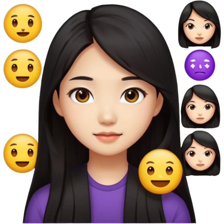 long dark hair asian girl emoji pack for twitch emoji